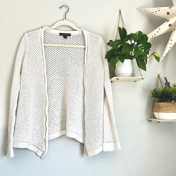 Tommy Bahama Sweaters - 🩷TOMMY BAHAMA CREAM WHITE OPEN KNIT SWEATER CARDIGAN SIZE MEDIUM TRENDING
